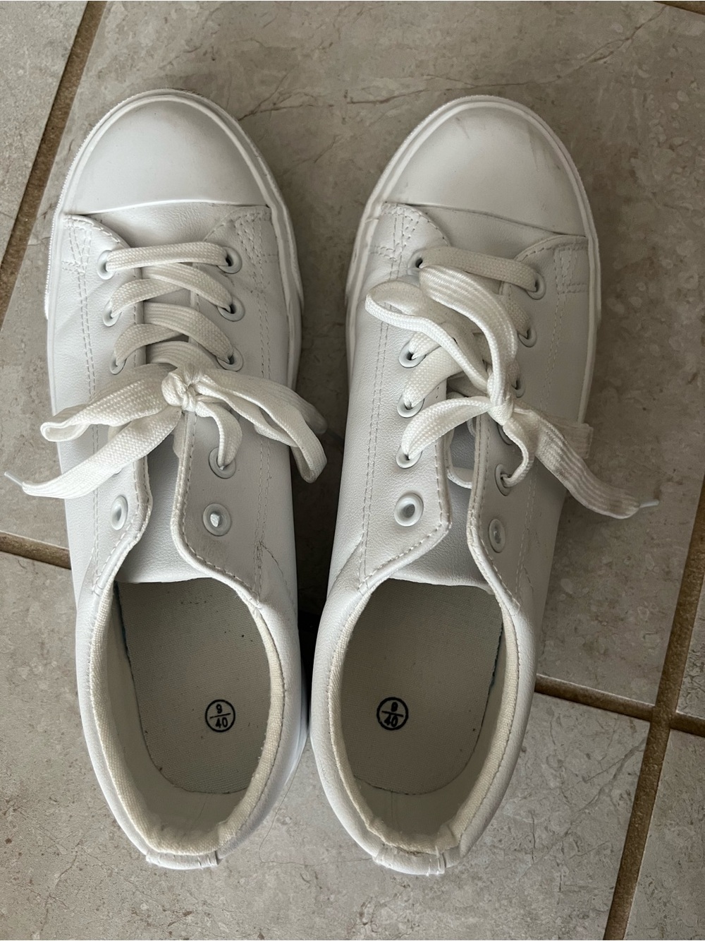 White Low-Top Lace-Up Sneakers